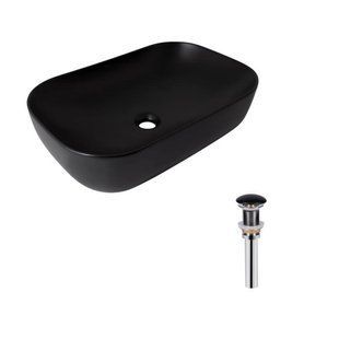 Комплект Qtap Robin: Раковина накладна прамокутна 610x400x145 мм Matt Black + Донний клапан PU03 2507255189 фото