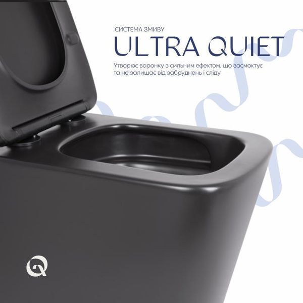 Унітаз підвісний Qtap Tern New Ultra Quiet безобідковий з сидінням Soft-close MATT BLACK QT17332303ASMB 2448466442 фото