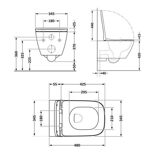 Унітаз підвісний Qtap Tern New Ultra Quiet безобідковий з сидінням Soft-close MATT BLACK QT17332303ASMB 2448466442 фото