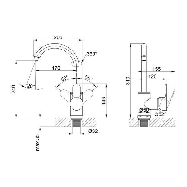 Смеситель для кухни Brinex 40W 007 SD00040811 фото