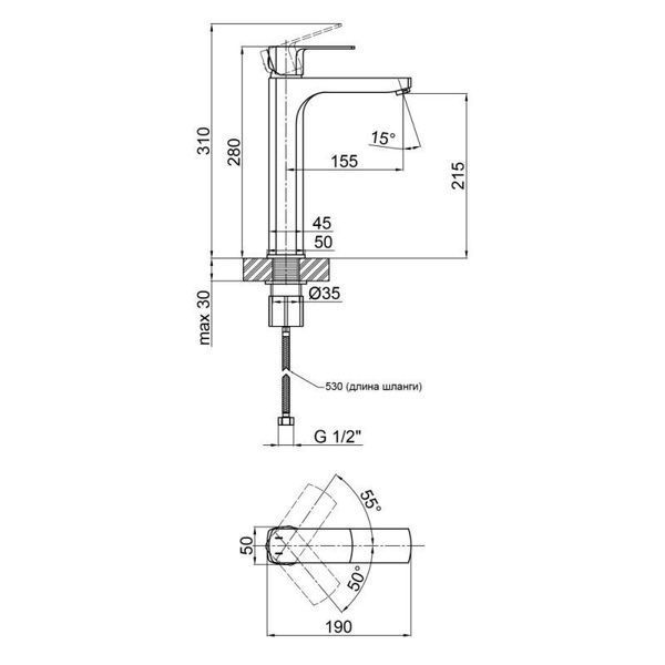Смеситель для раковины Qtap Lipno 1023H101CB SD00042259 фото