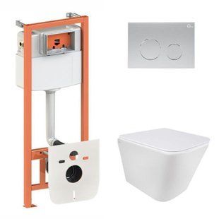 Комплект: Qtap Tern Ultra Quiet унітаз підвісний QT1733052EUQW + Nest комплект інсталяції 4в1 (кругла клавіша SD00051283 фото