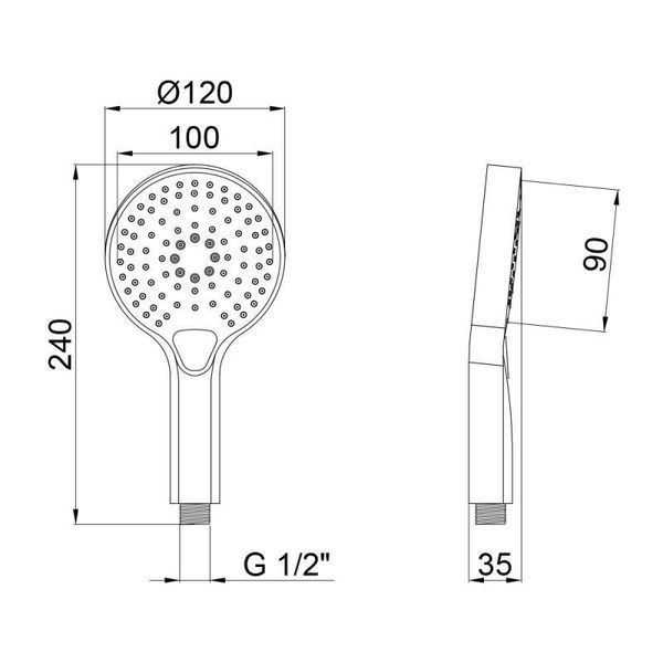 Лейка для ручного душа Qtap Rucni A120O3KBB SD00041889 фото