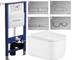 Комплект 5в1: Инсталляция Koller pool +Безободковый Подвесной унитаз Qtap Gemini Ultra Quiet +Клавиша на выбор 2913212450 фото