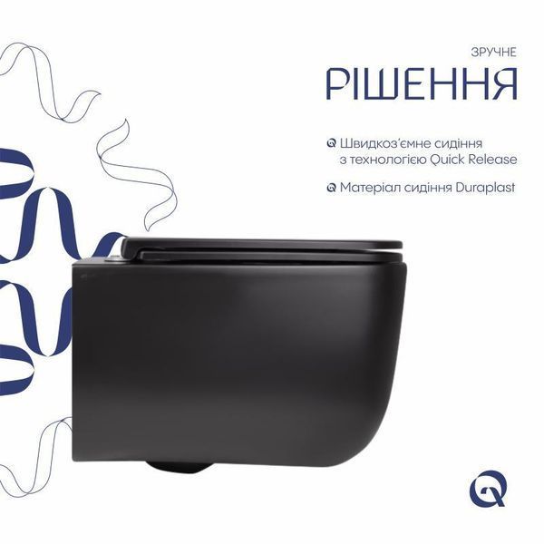 Унітаз підвісний Qtap Gemini безободковий з сидінням Soft-close QT2533076EUQMB SD00051555 фото