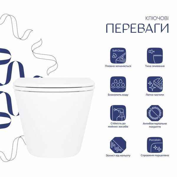 Унитаз подвесной Qtap Robin Mew безободковый с сиденьем Soft-close QT1333046ENRW SD00033009 фото