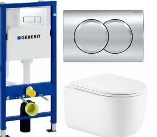 Комплект 5в1: інсталяція Geberit DUOFIX PRO+Безободковый подвесной унитаз Taurus Ultra Quiet + Кнопка на выбор 2913212533 фото