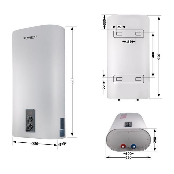 Водонагреватель электрический Thermo Alliance 80 л плоский вертикальный, сухой ТЭН 2 кВт (0,8+1,2) DT80V20G(PD SD00046729 фото