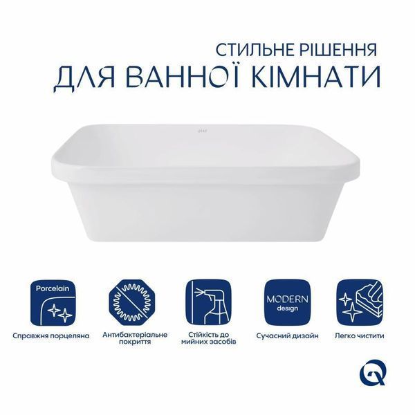 Комплект Qtap Scorpio: Раковина врізна прамокутна 500х380х145 мм White + Донний клапан PU02 2364863814 фото