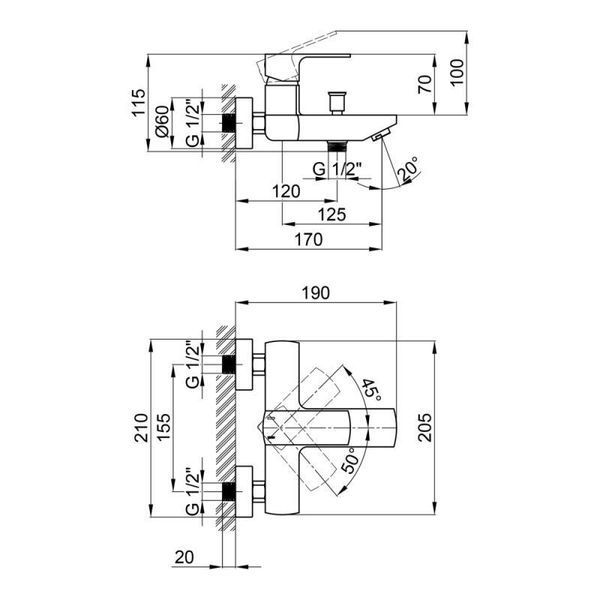 Смеситель для ванной Qtap Lipno 3023101DCB SD00042261 фото