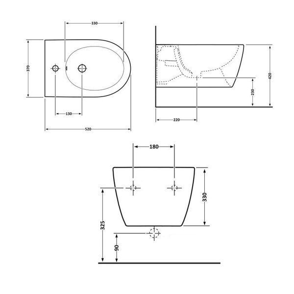 Биде подвесное Qtap Swan 520х360х320 White QT16555378W SD00040389 фото
