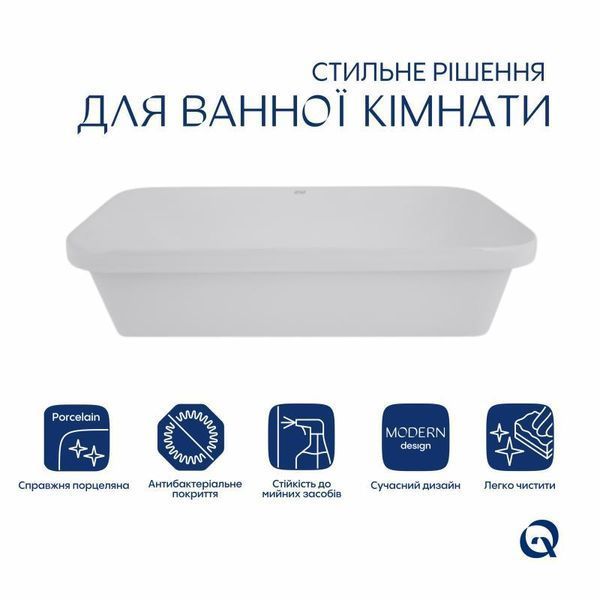 Комплект Qtap Scorpio: Раковина врізна прамокутна 610х380х150 мм White + Донний клапан PU02 2364863815 фото