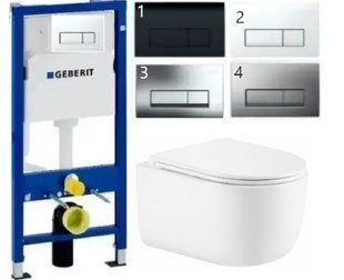 Комплект 5в1: Инсталляция Geberit с клавишей(на выбор)+ Подвесной, безободковый унитаз Taurus Ultra Quiet 2913213473 фото