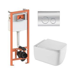 Комплект: Qtap Gemini Ultra Quiet унітаз підвісний QT2533076EUQW + Nest комплект інсталяції 4в1 (Клавіша SD00052286 фото