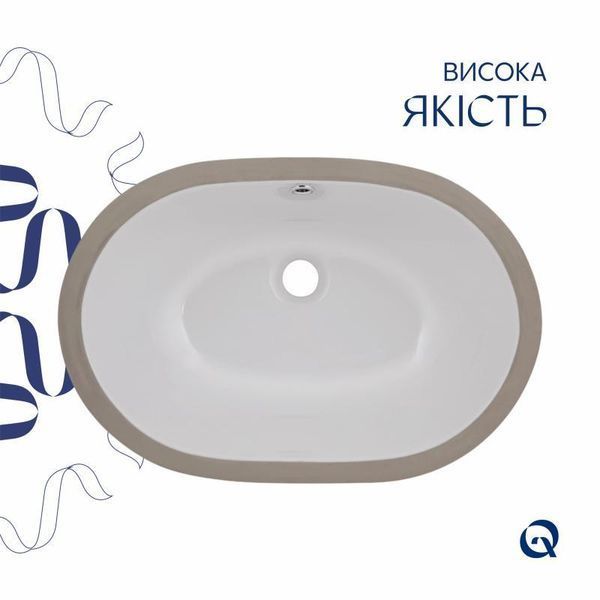 Комплект Qtap Stork: Раковина врізна овальна 560x395x195 мм White + Донний клапан PU02O 2364863818 фото