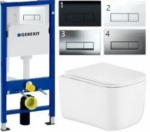 Комплект 5в1: Инсталляция Geberit с клавишей(на выбор)+ Подвесной, безободковый унитаз Qtap Gemini Ultra Quiet 2913214532 фото