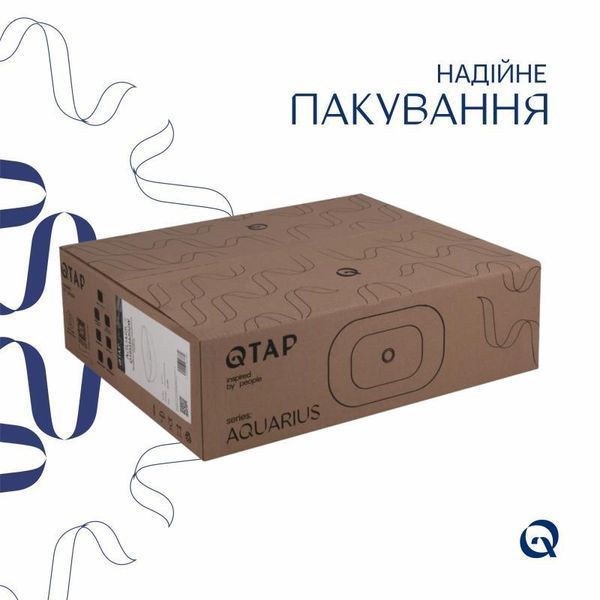 Комплект Qtap Aquarius: Раковина накладна прамокутна 465x375x115 мм White + Донний клапан PU02 2364863819 фото