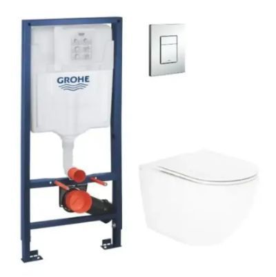 Что входит в комплект: Инсталляция Grohe Rapid &ndash; Германия, гарантия 10 лет Крепления для монтажа Хромированная кнопка смыва Grohe Безободковый подвесной унитаз VOLLE AMADEUS Tornado -Испания Сиденье из дюропласта Soft-close 🌍 О бренде Grohe Grohe &mdash; мирово 2834085339 фото