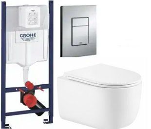 Комплект 5в1: Инсталляция Grohe Rapid + Безободковый Подвесной унитаз Taurus Ultra Quiet + клавиша хром 2913223679 фото