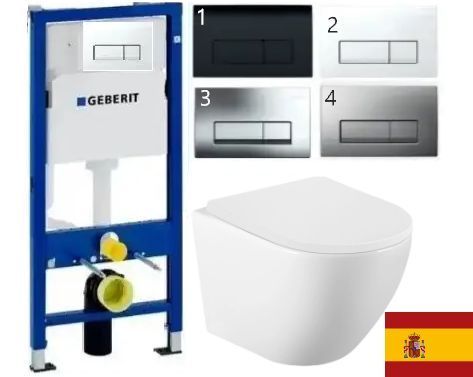 Комплект 5в1: Инсталляция GEBERIT DUOFIX PRO с клавишей(на выбор)+ Подвесной, безободковый унитаз VOLLE AMADEUS Tornado 2834089158 фото
