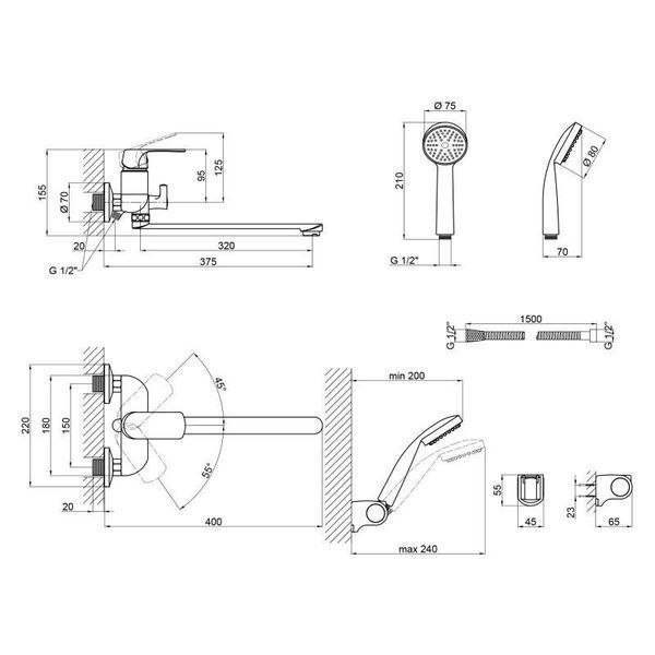 Смеситель для ванны Qtap Fresh WCR 005 New SD00028538 фото