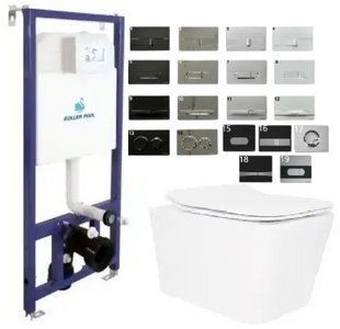Комплект 5в1: Инсталляция Koller pool +Безободковый Подвесной унитаз Venta Flow Rimless + Клавиша CHROME MATT 2911856727 фото