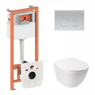 Комплект: Qtap Jay Ultra Quiet унітаз підвісний QT07335177W + Nest комплект інсталяції 4в1 (кругла клавіша SD00051262 фото
