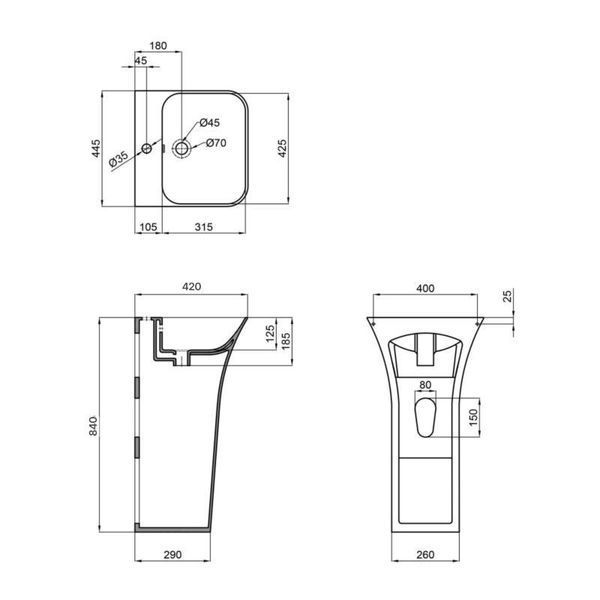 Раковина для підлоги моноблок Qtap Crow 450x435x835 White QT0511G315WN 2302881098 фото