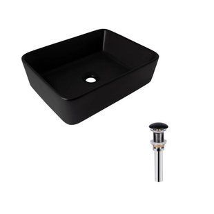 Комплект Qtap Tern: Раковина накладна прамокутна 475х370х140 мм Matt Black + Донний клапан PU03 2364863829 фото