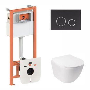 Комплект: Qtap Jay Ultra Quiet унітаз підвісний QT07335177W + Nest комплект інсталяції 4в1 (кругла клавіша SD00051260 фото