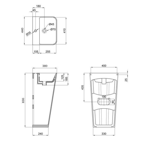 Раковина для підлоги моноблок Qtap Tern 440х380х830mm White QT1711G302WN 2302881099 фото