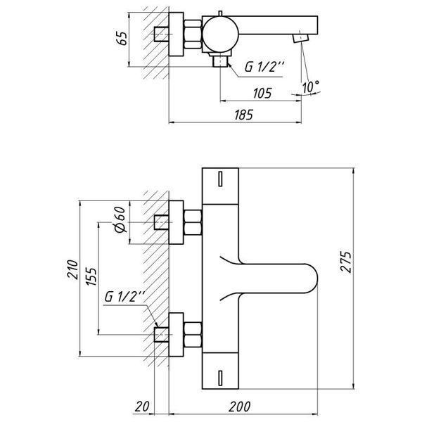 Змішувач термостатичний для ванни Qtap Votice 30T105-1GC SD00041873 фото