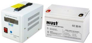 Гибридный ИБП/инвертор Volt Polska SINUS PRO 500 E 12V/230V (350/500W)+Акум Must FCDG12-100 12V 100Ah Deep cycle 2794224155 фото
