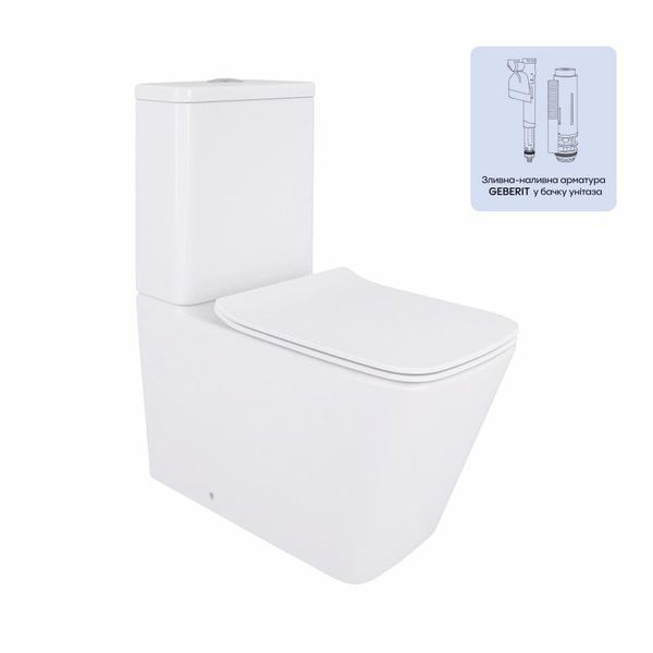 Унитаз-компакт Qtap Crow безободковый с сиденьем Soft-close QT05222170W SD00036221 фото
