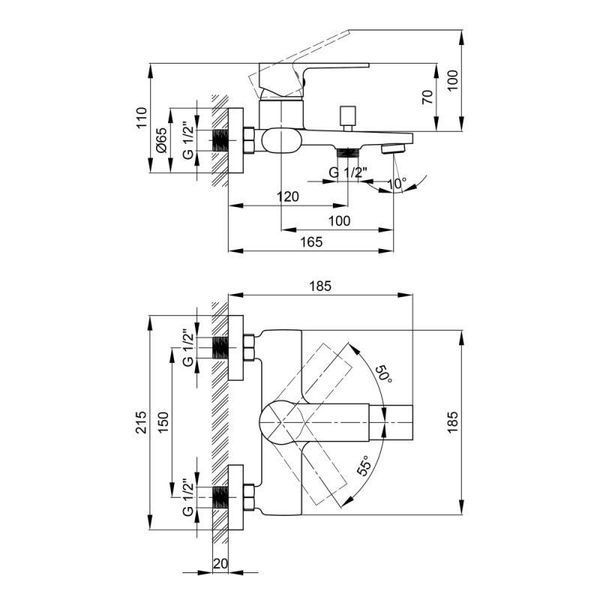 Смеситель для ванной Qtap Labe 3020107DC SD00042008 фото