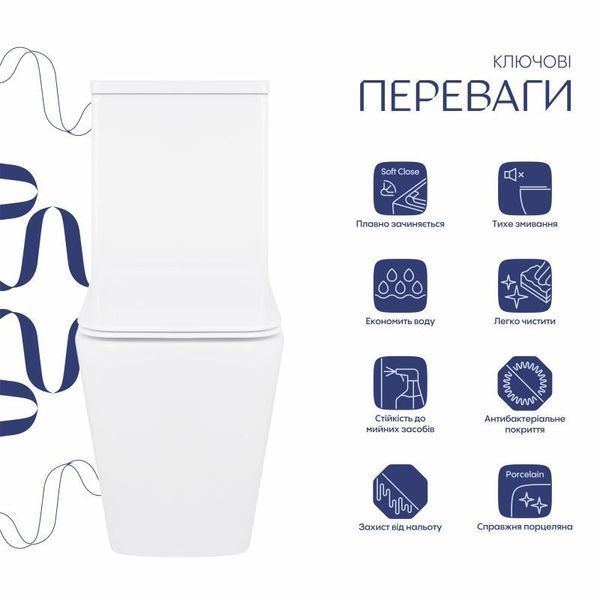 Унитаз-компакт Qtap Crow безободковый с сиденьем Soft-close QT05222170W SD00036221 фото