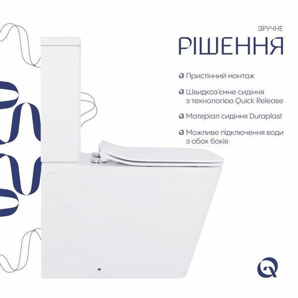 Унитаз-компакт Qtap Crow безободковый с сиденьем Soft-close QT05222170W SD00036221 фото