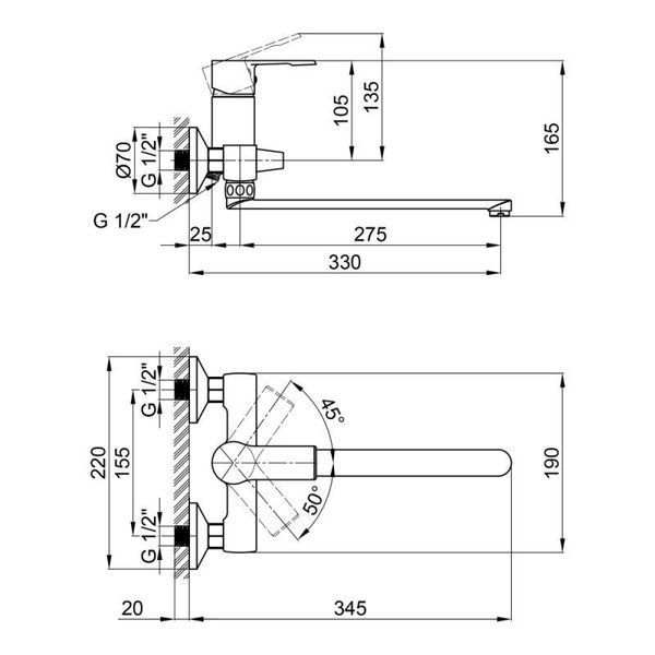 Смеситель для ванной Qtap Vitkov 3219104GC SD00041935 фото