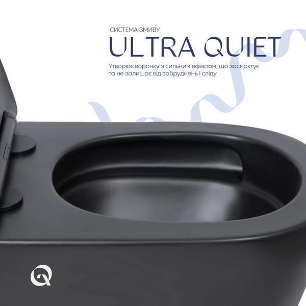 Унитаз подвесной Qtap Scorpio Ultra Quiet безободковый с сиденьем Soft-close MATT BLACK QT14332380AMB 2425226735 фото