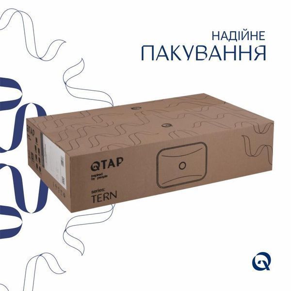 Комплект Qtap Tern: Раковина накладна прамокутна 605x350x140 мм WHITE + Донний клапан PU02 2364863848 фото
