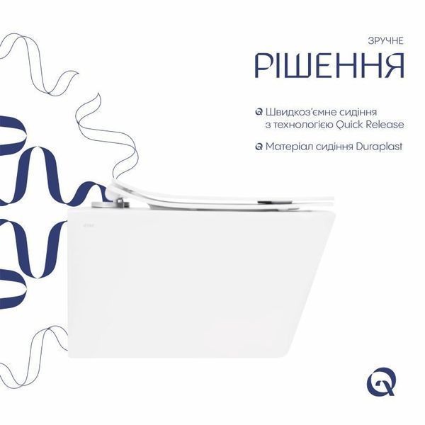 Унитаз подвесной Qtap Crow безободковый с сиденьем Soft-close QT05335170W SD00036222 фото