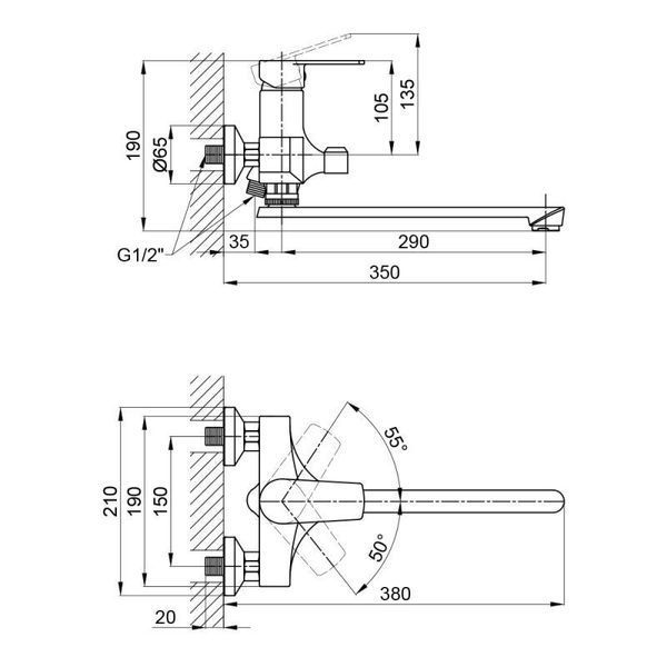 Смеситель для ванной Brinex 35W 005 SD00041413 фото