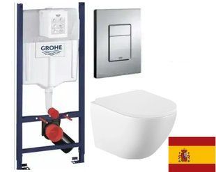 Комплект 5в1: Инсталляция Grohe Rapid + Безободковый Подвесной унитаз VOLLE AMADEUS Tornado + клавиша хром 2851694429 фото