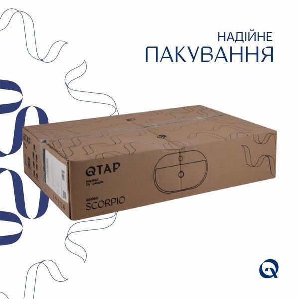 Комплект Qtap Scorpio: Раковина накладна овальна 610x400x120 мм White + Донний клапан PU02 2364863859 фото
