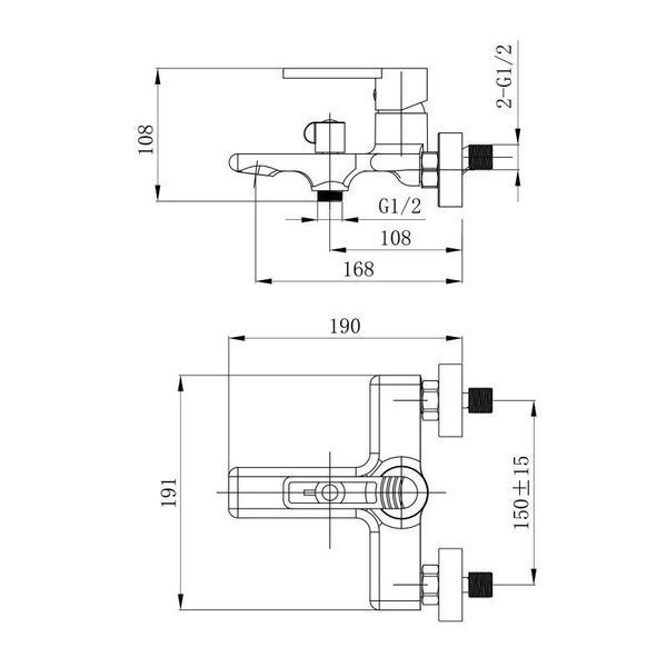 Змішувач для ванни Qtap Taurus (з душовим гарнітуром) QTTAU259BLM45662 Black Matt 2303865966 фото