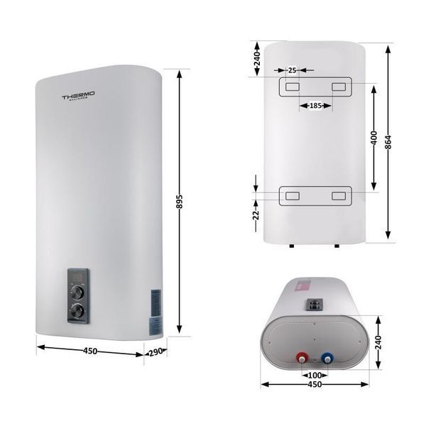 Водонагреватель электрический Thermo Alliance 50 л плоский вертикальный, сухой ТЭН 2 кВт (0,8+1,2) DT50V20G(PD SD00046726 фото