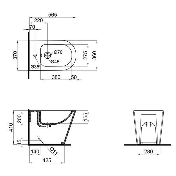 Биде напольное Qtap Stork 560х360х410 White QT15443378W SD00042523 фото