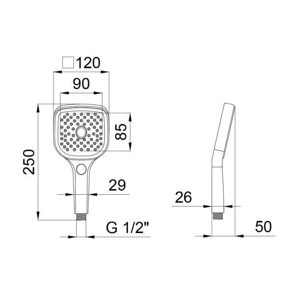 Лейка для ручного душа Qtap Rucni A120N3KCB SD00041898 фото