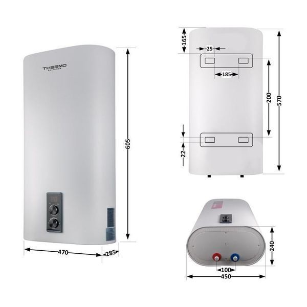 Водонагреватель Thermo Alliance 30 л плоский вертикальный, мокрый ТЭН 2 кВт (0,8+1,2) DT30V20G(PD)/2 SD00046735 фото