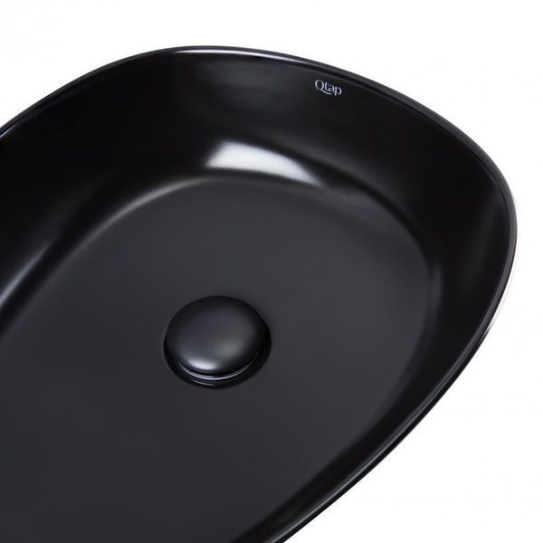 Раковина-чаша Qtap Leo 400x350x160 Matt black с донным клапаном QT1111A053MB SD00045940 фото